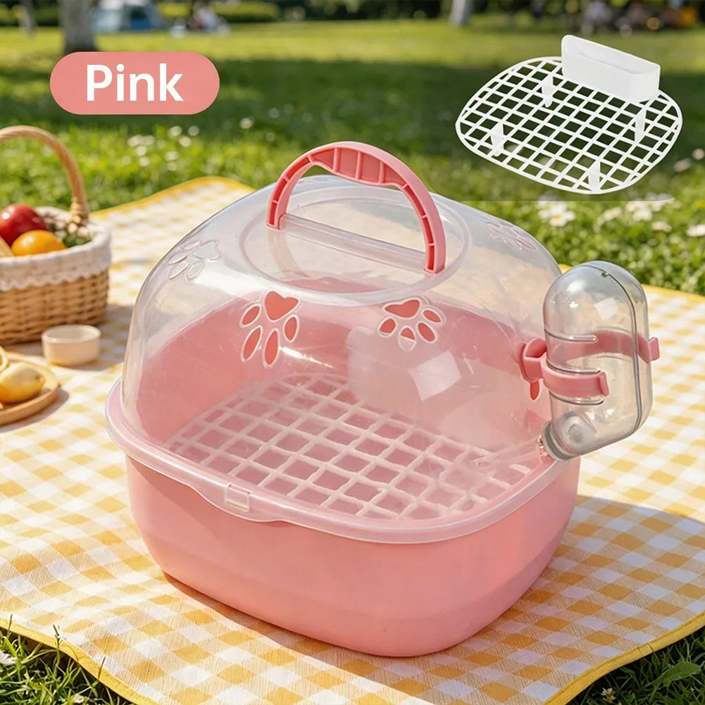 Parrot Hamster Travel Cage Transparent Breathable Handheld Small Pet Backpack Travel Carrier Cage Dedicated Compartmen HIP Pink