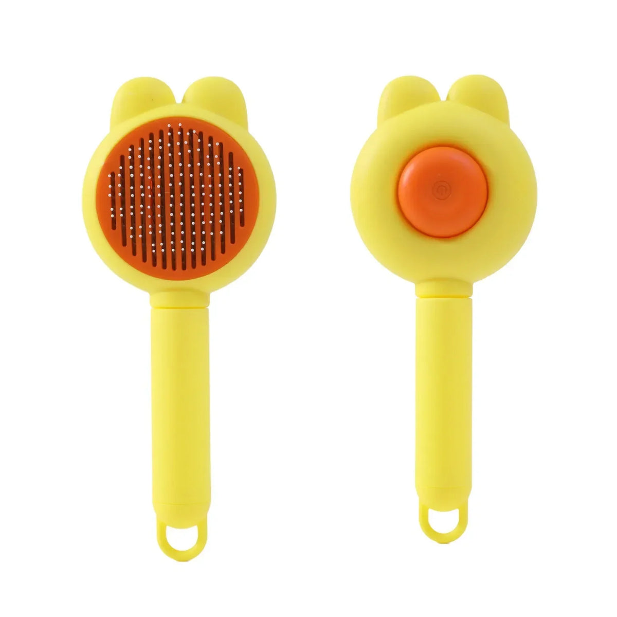 One-Click Self-Cleaning Pet Slicker Brush for Dogs & Cats Pet Grooming Brush HIP C792-Yellow 1pcs