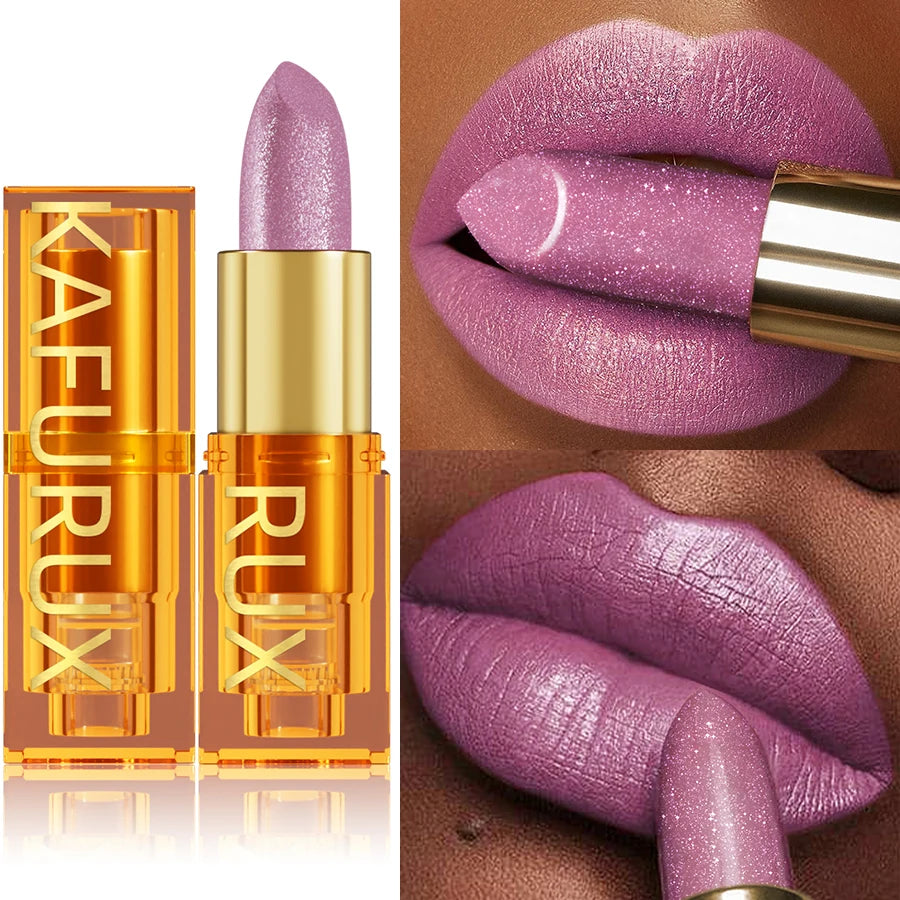 16 Colors 1PC Metallic Glitter Shiny Lipstick Lip Tint, Waterproof Senior Matte Lip Makeup Gifts for Women Cosmetic Lip Glaze HIP