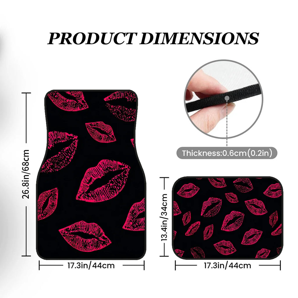 Pink Lip Print Car Floor Mats 4-Piece | All-Weather Non-Slip Car Floor Mats HIP