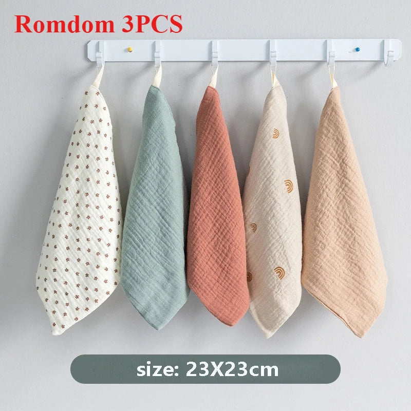 Baby Muslin Washcloths – Soft Cotton Face Towels for Newborns Baby Muslin Washcloths HIP C36-Random Color 3pc