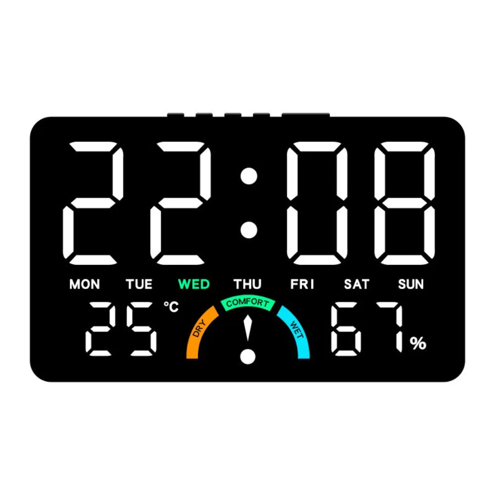 LED Digital Wall Clock – Date, Calendar & Temperature Display LED Wall Clock HIP Black-White