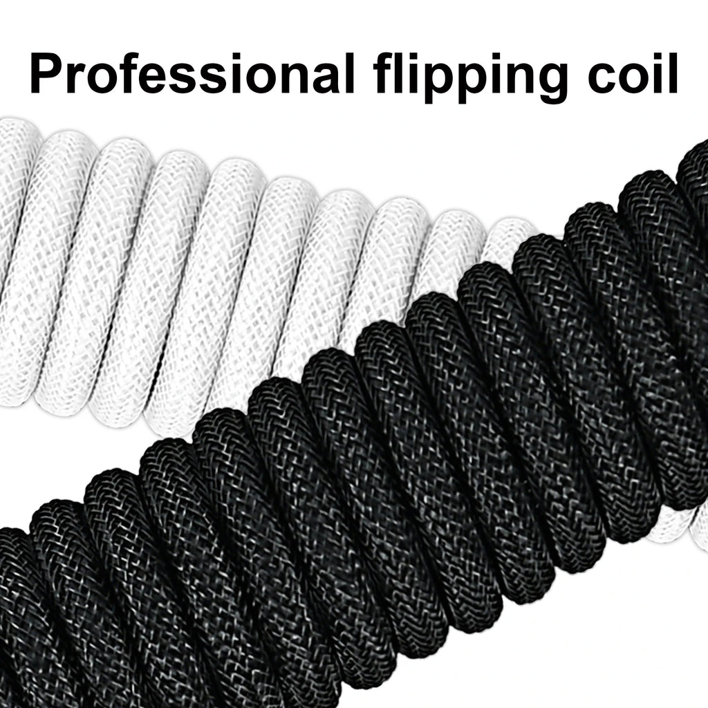 Coiled Type-C to USB-A Keyboard Cable | Metal Aviator Connector Keyboard Cable HIP