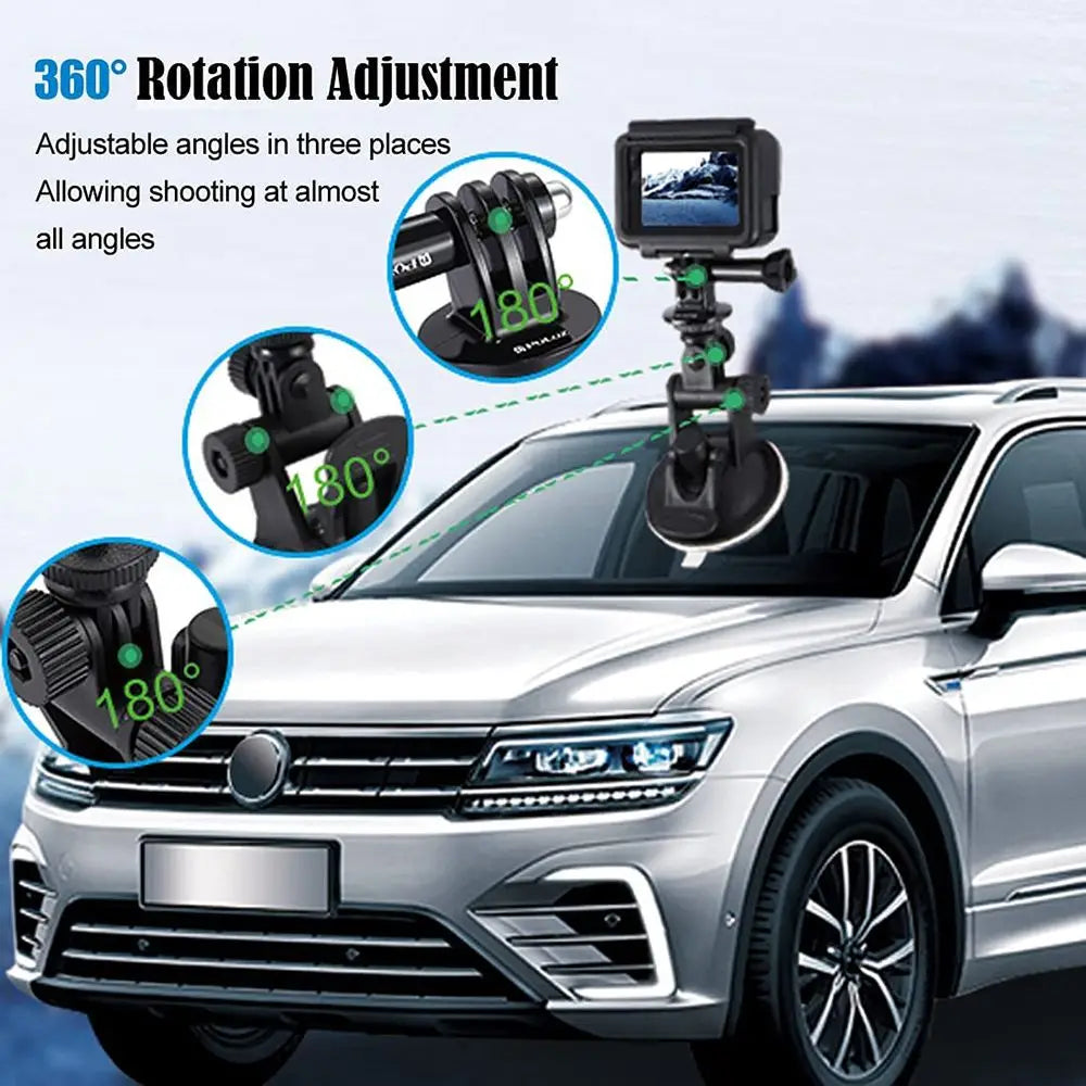 Suction Cup Car Mount for GoPro & DJI OSMO – 360° Swivel Action Camera Mount HIP