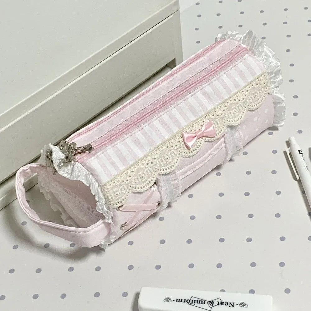 Lace Ruffle Pencil Case – Large Capacity Stationery Pouch Pencil Case HIP