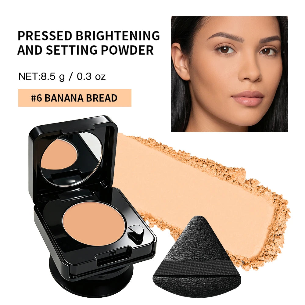 3 In 1 Setting Pressed Powder Phone Grip With Mirror Makeup Powder Brightening Long Lasting Control oil Matte Easy Makeup HIP 6Banana Bread