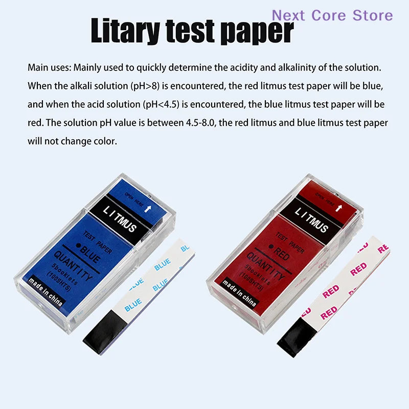 100-Strip pH Litmus Test Paper – Red & Blue Acid Alkali pH Test Strips HIP