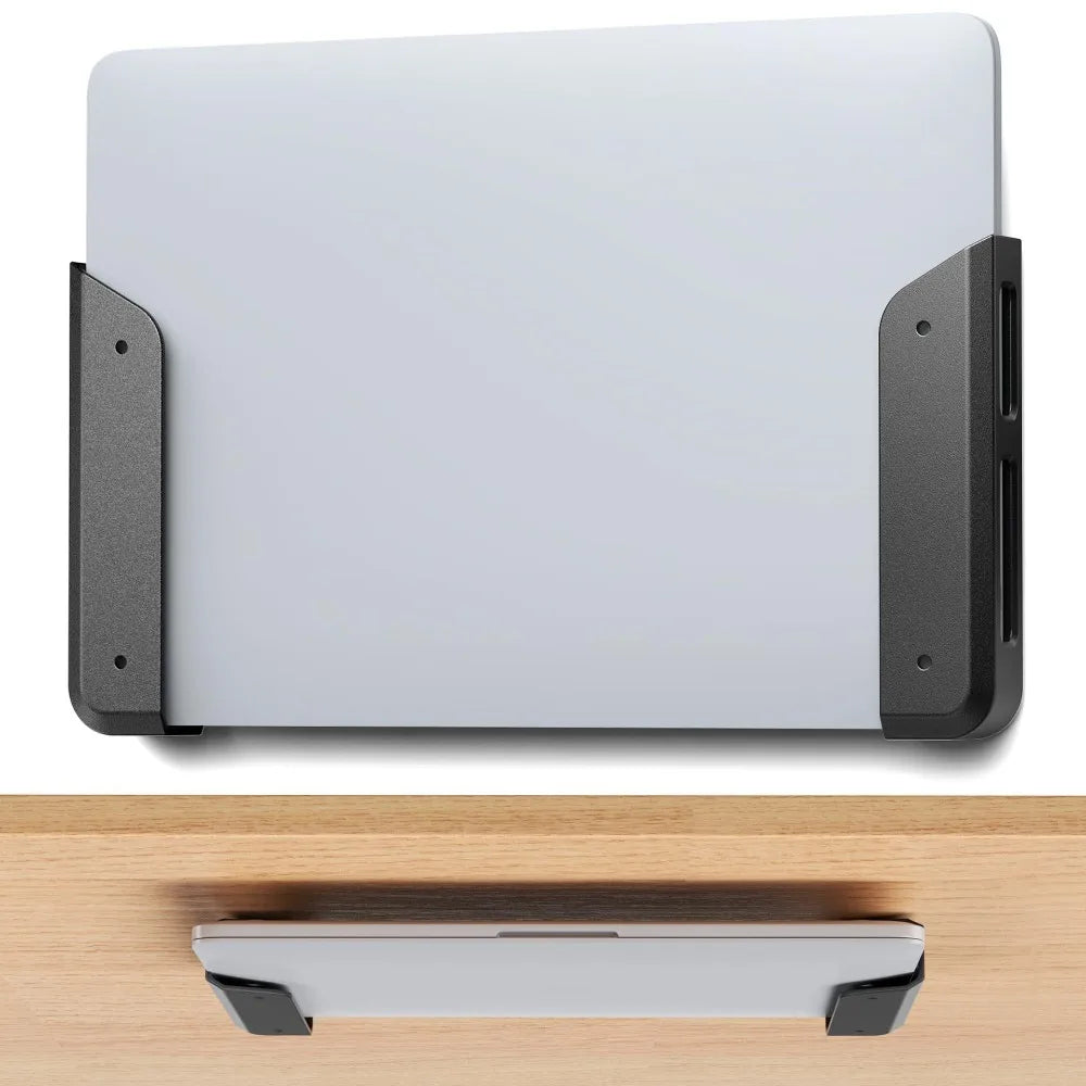 Wall & Under-Desk Laptop Mount – Adhesive or Screw-In Laptop Wall Mount HIP Black