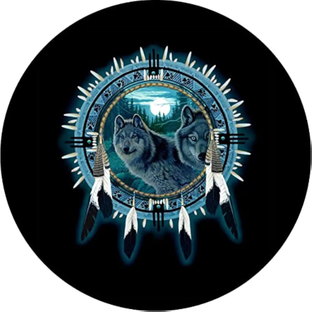 Wolf Dream Catcher Spare Tire Cover – Polyester Wheel Protector Spare Tire Cover HIP Acquiesce 17 in