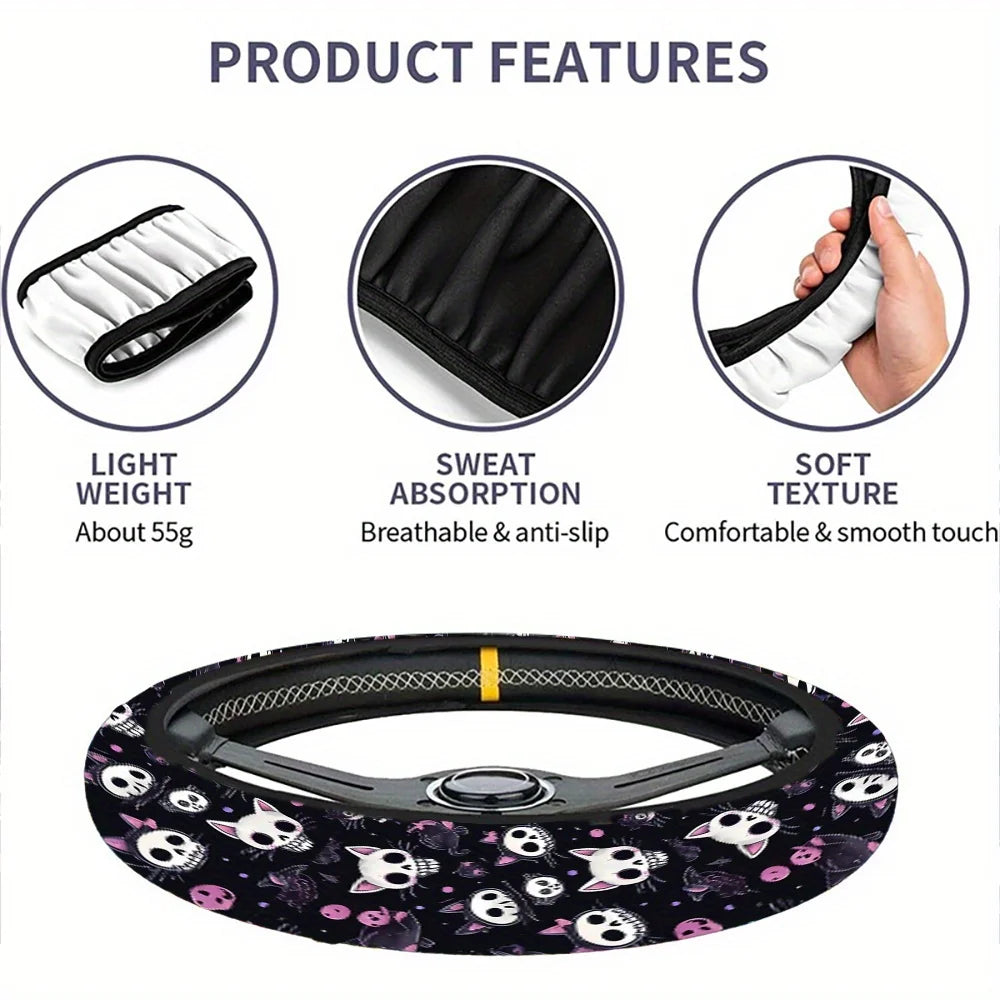 Gothic Skull Steering Wheel Cover – Anti-Slip & Easy Install Steering Wheel Cover HIP