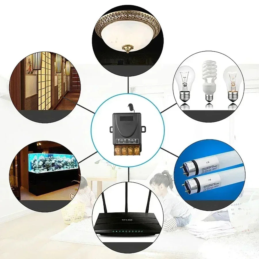 RF 433Mhz Wireless Remote Control Switch 12V 24V 48V 72V 110V 220V 30A Relay Receiver Transmitter For LED Light Water Pump Motor HIP