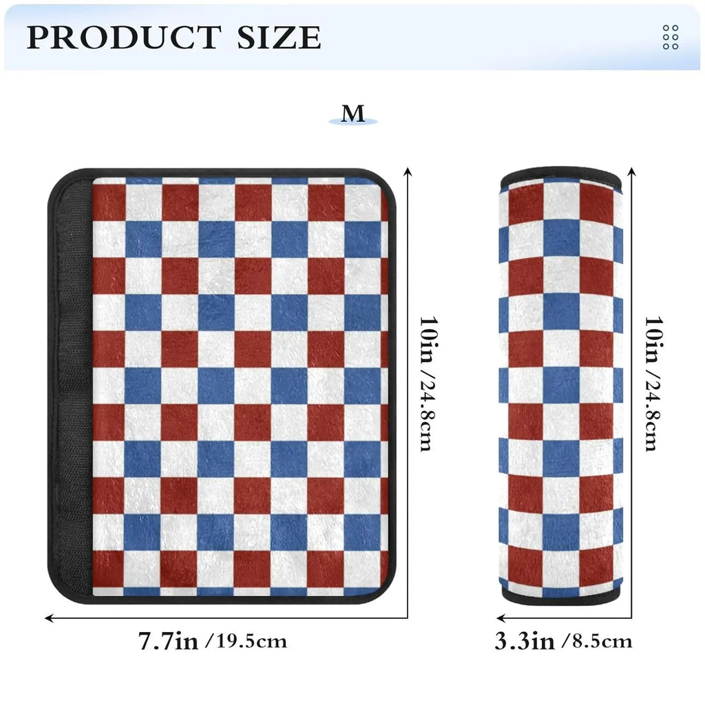 4th of July Plaid Car Seat Belt Covers – 2 Pack | Red & Blue Seat Belt Cover HIP