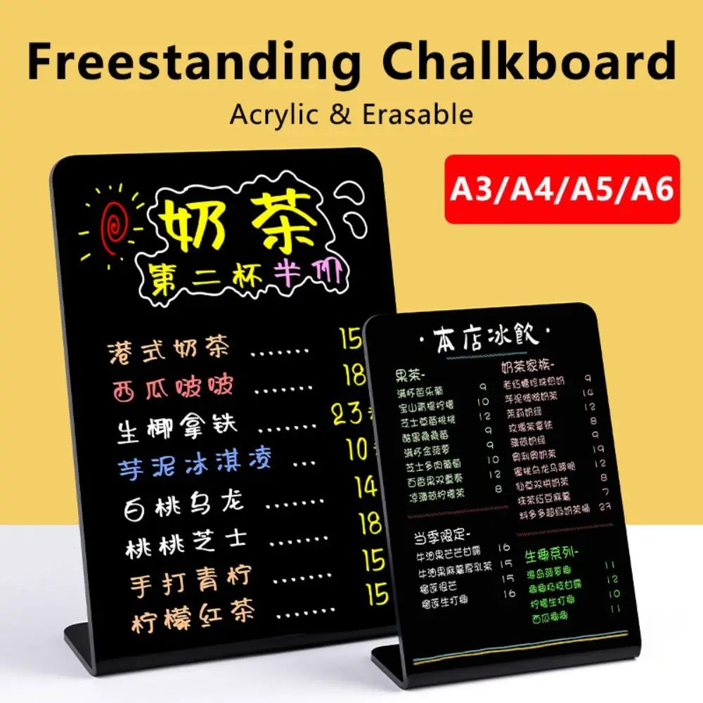 Freestanding Acrylic Chalkboard Sign – Erasable A3 A4 A5 A6 Tabletop Chalkboard Sign HIP