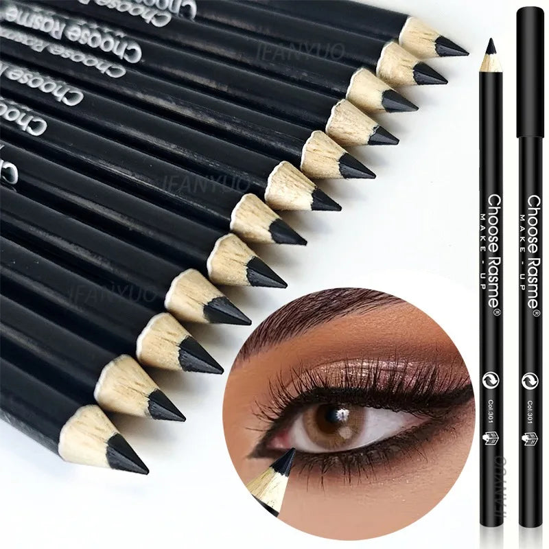 1/3Pc High Pigmented Eyeliner Pencil Black Wooden Eyeliner Eyebrow Pencil Hard Refill Smooth Black Long-Lasting Cosmetics Makeup HIP