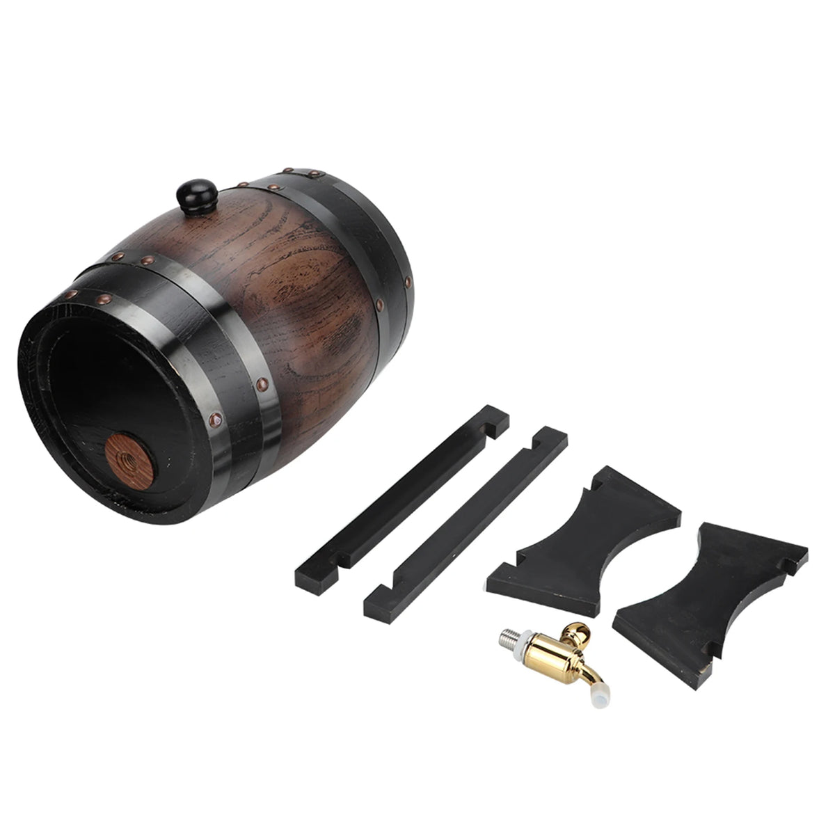 3L Vintage Striped Black Oak Red Wine Barrel Keg Bucket Container with Faucet for Brandy Whisky Wine Accessories HIP