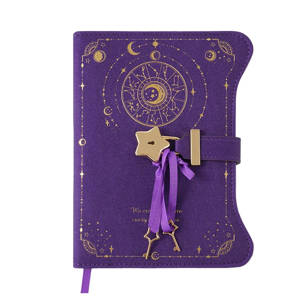 PU Leather Locking Journal Diary – 360 Pages B6 Heart Lock Locking Journal Notebook HIP Purple