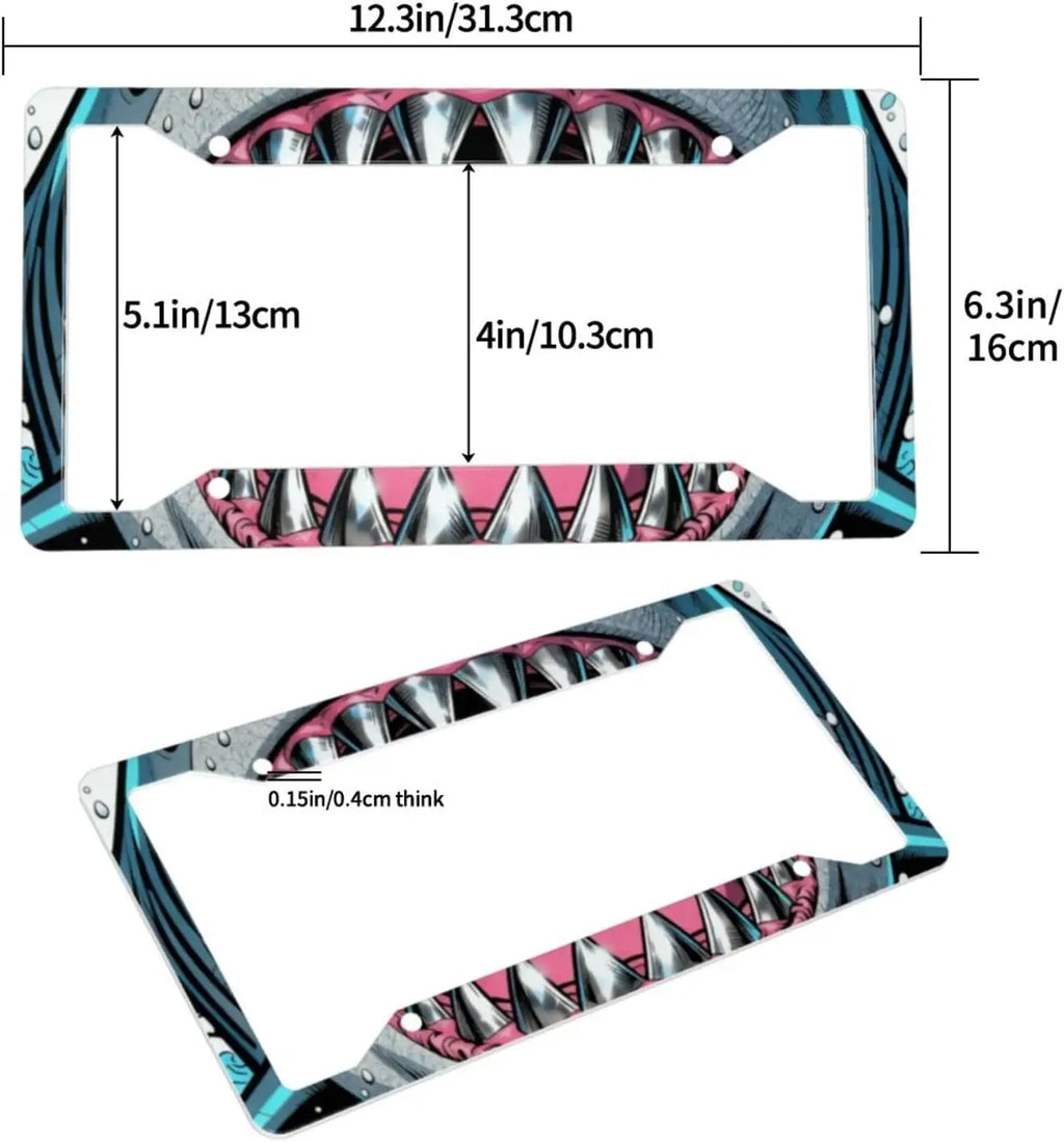 Shark Aluminum License Plate Frame 2-Pack – Universal Fit License Plate Frame HIP