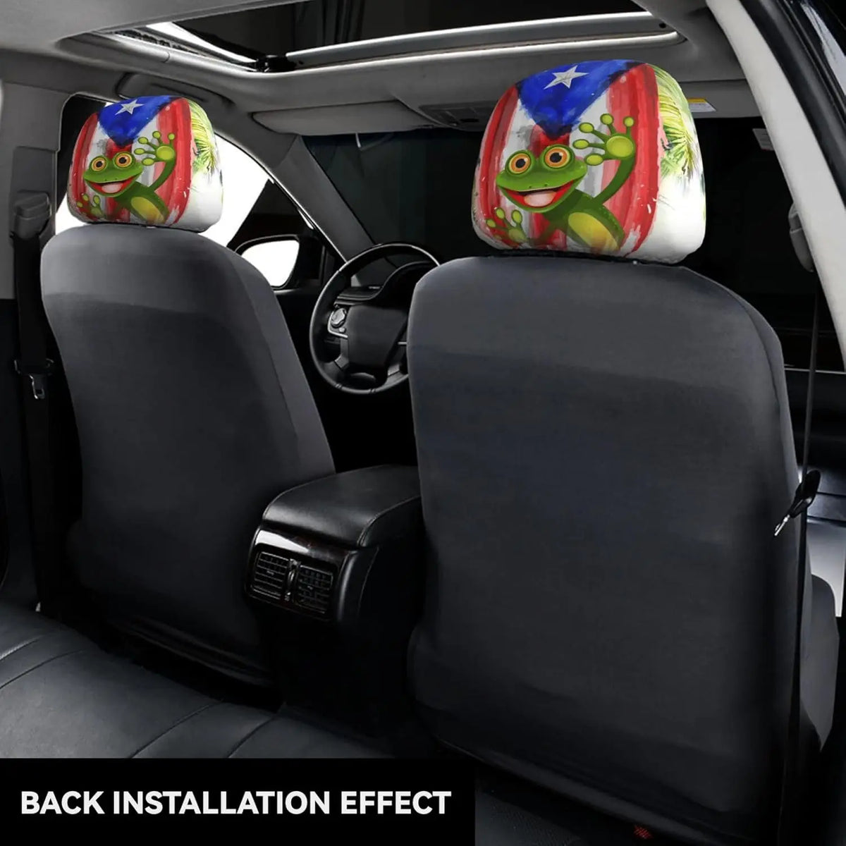 Puerto Rico Frog Car Headrest Covers – 2-Pack Universal Fit Car Headrest Cover HIP