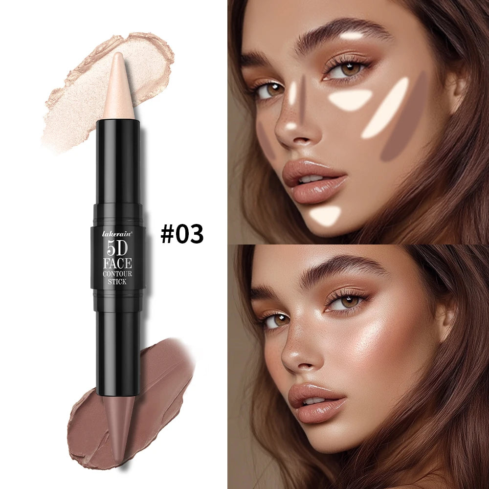 Dual Ended Contour Stick Foundation Concealer Long Lasting Dark Circle Correcting Contour Concealer Makeup Highlighter Cosmetics HIP 3Wing Pearl and Tan