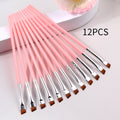 12-Piece Eyeliner & Eyebrow Brush Set – Thin Blade | HIP Eye Makeup Brush Set HIP C705-pink 12pcs