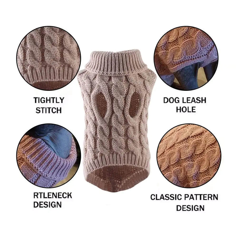 Puppy Dog Sweaters for Small Medium Dogs Cats Clothes Winter Warm Pet Turtleneck Chihuahua Vest Soft Yorkie Coat Teddy Jacket HIP