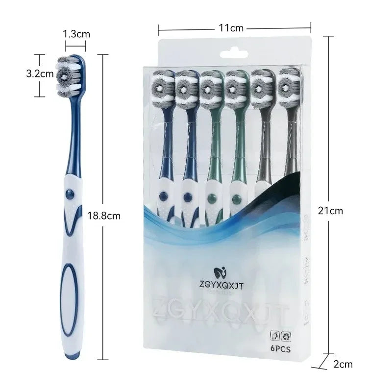 RUZOFO 6-Pack Adult Whitening Toothbrush – Firm Bristles Adult Toothbrush Set HIP