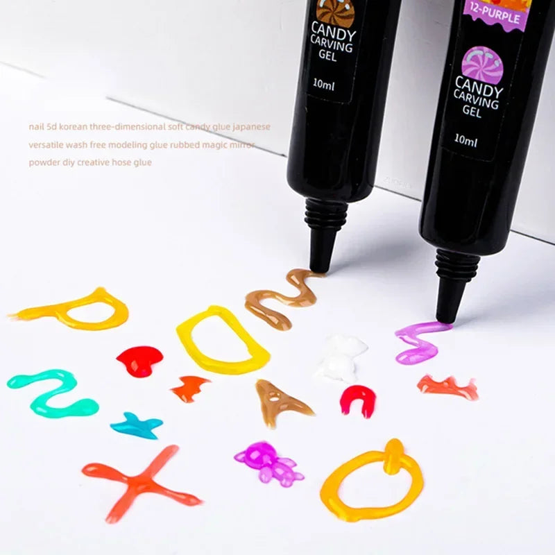 Nail Art Decorations Gel PVC Hose Modeling Phototherapy UV Nail Polish Glue INS Transparent Gummy Carving Jelly 5D Nail Art Gum HIP