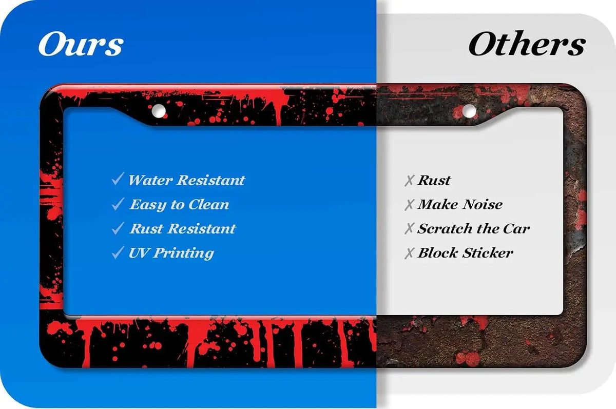 2-Pack Red Blood Pattern Metal License Plate Frames – Universal License Plate Frame HIP
