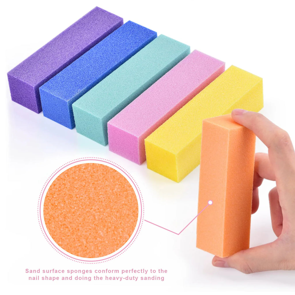12Pcs Professional 4 Sides Sponge Colorful Sanding Buffing Nail Buffers Nails File Professional Nail Buffer Sandpaper Strong HIP