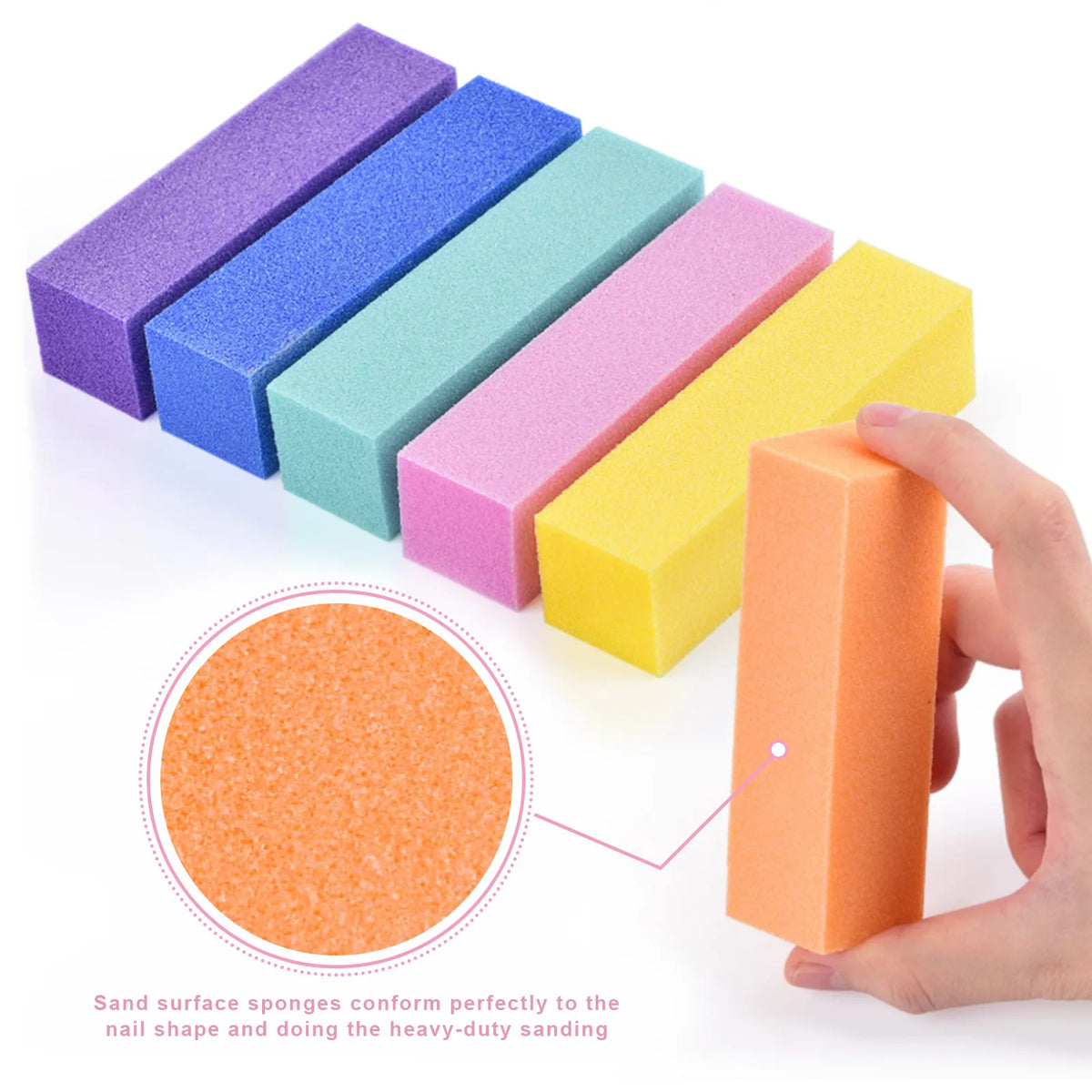 12Pcs Professional 4 Sides Sponge Colorful Sanding Buffing Nail Buffers Nails File Professional Nail Buffer Sandpaper Strong HIP