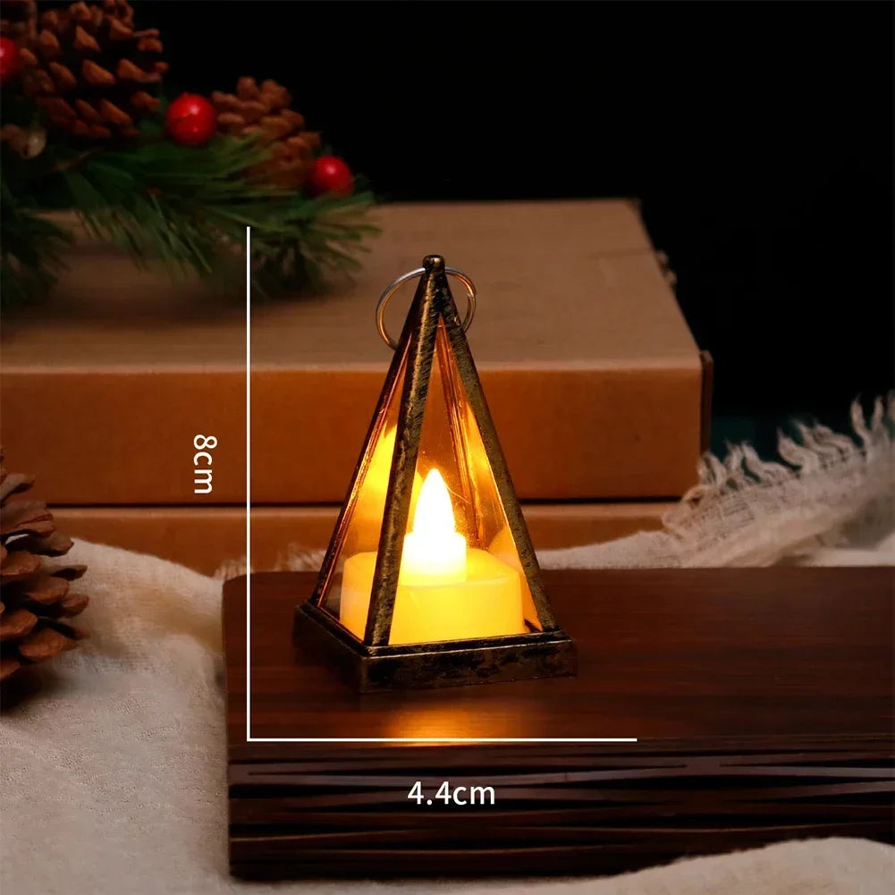 1pc Night Light Triangle Candle Pattern LED Electronic Light Bedroom Atmosphere Light Christmas Home Decoration Accessories HIP Brush copper