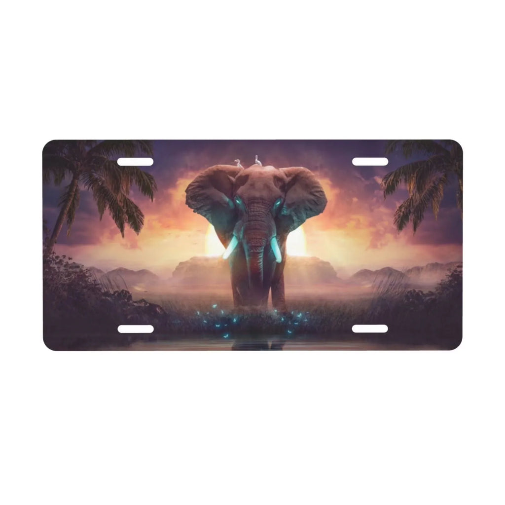 Mystic Elephant Sunset Aluminum Decorative Vanity License Plate Decorative License Plate HIP