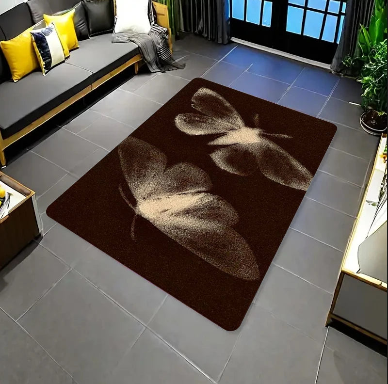 Minimalist Butterfly Doormat – Black & White Non-Slip Entry Mat Decorative Doormat HIP 1 40X60-Felt