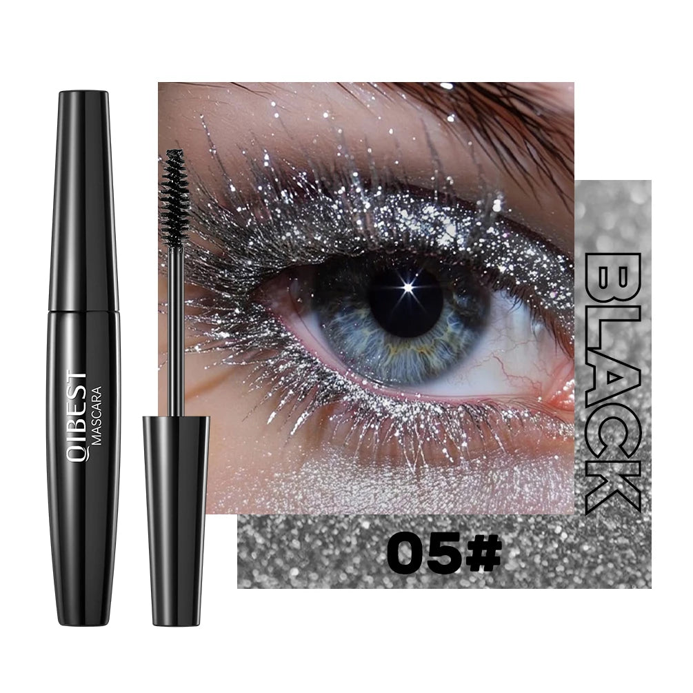 5 Colors Diamond Shimmering Mascara Long Lasting Makeup 3D Volume Eyelashes Curling Glitter Mascara Eye Lash Female Cosmetic HIP 05 Black