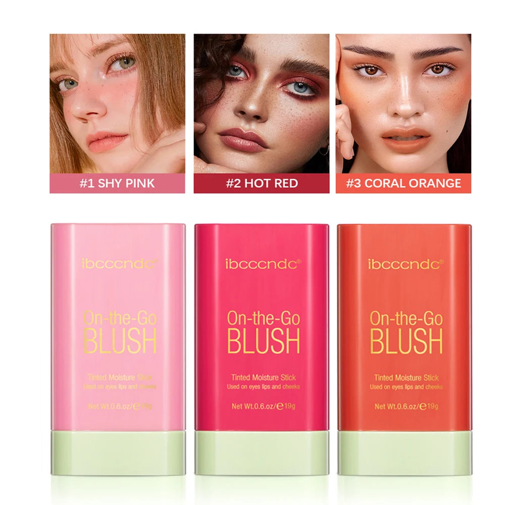 ibcccndc Rotating Blush Cream Tinted Moisture Stick Naturally Long-lasting Moisturizing Waterproof And Non-Removing Orange Blush HIP