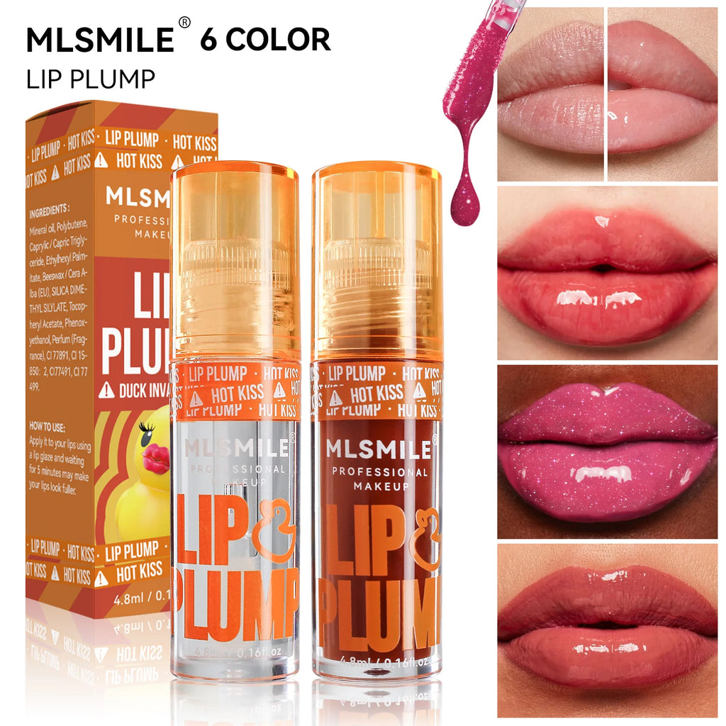 MLSMILE Duck Lip Plumping Oil Gloss – Hydrating Mirror Shine Lip Oil Gloss HIP