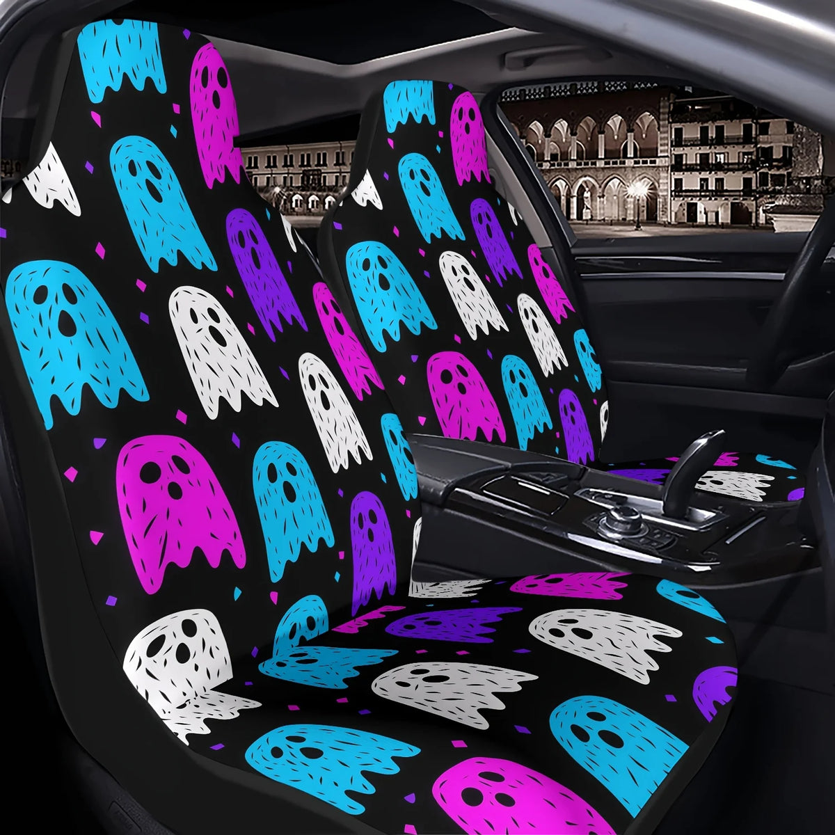 Halloween Car Seat Covers – 2-Piece Colorful Printed Set Car Seat Covers HIP
