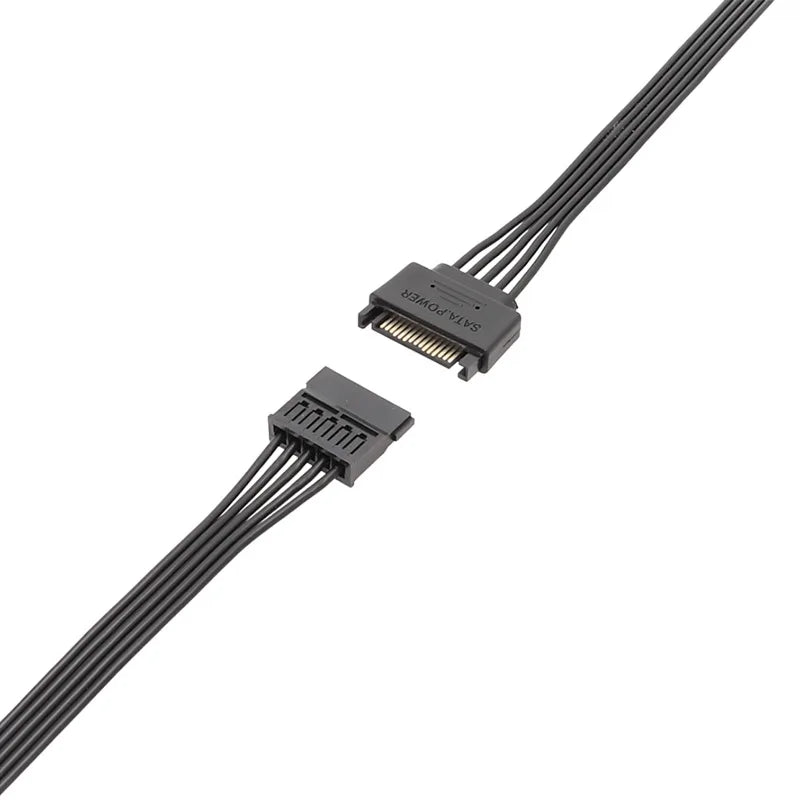 SATA 15-Pin Male to Female Flat Power Extension Cable 30cm SATA Power Cable HIP