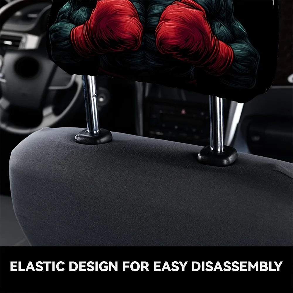 Boxing Print Car Headrest Covers – Soft & Breathable Set of 2 Car Headrest Covers HIP