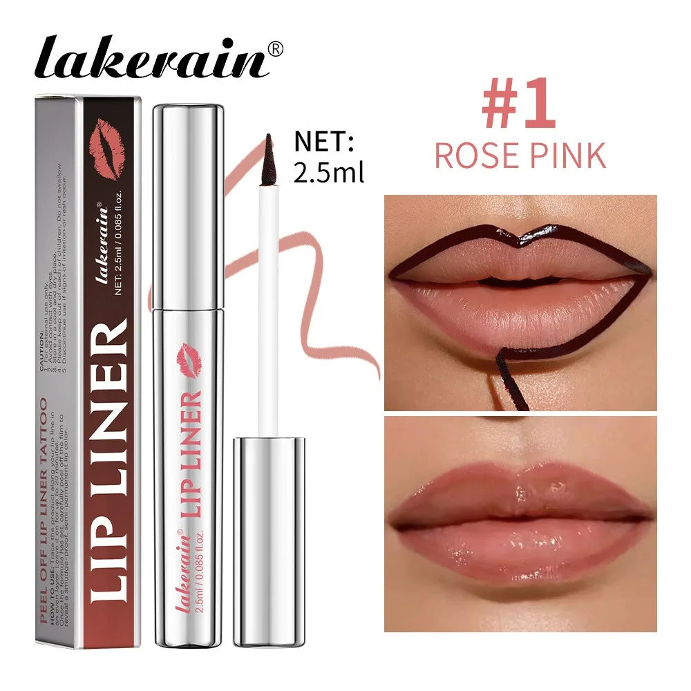 Pointed End Lip Liner Peel Off Tattoo Lipgloss Waterproof Long Lasting Matte Lip Tint Brown Contour Tear-off Lips Stain Cosmetic HIP 01 Rose Pink