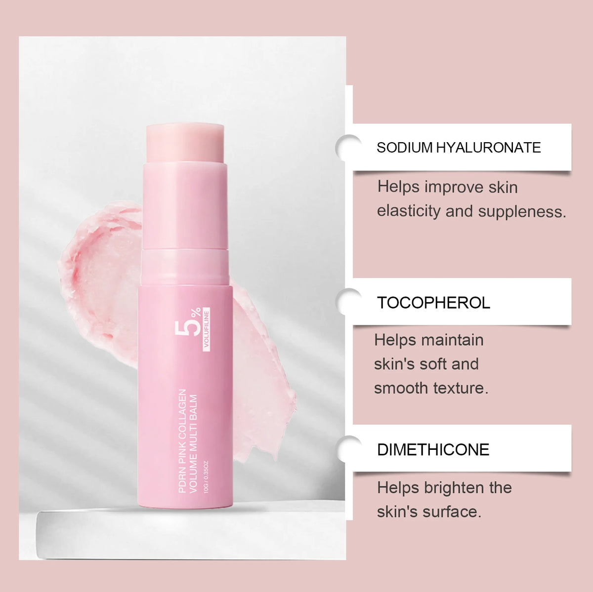 PDRN Pink Collagen Balm Stick – 5% Volufiline Plumping Glow Collagen Balm Stick HIP
