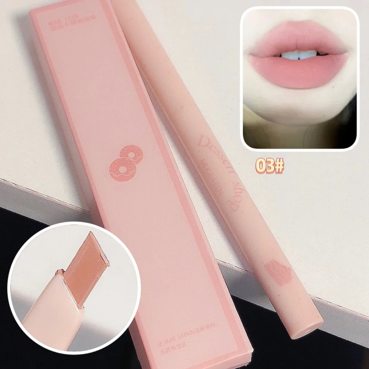 Matte Lip Liner Pen Long Lasting Contour Lipstick Non-stick Waterproof Smooth Velvet Lipliner Pencil Nude Pink Lip Tint Makeup HIP 03