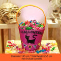 Halloween Themed Candy Bucket Bag with Handle Large Capacity Portable Pumpkin Candy Bucket Halloween Party Decor Supplies HIP Black Cat 12 10 20