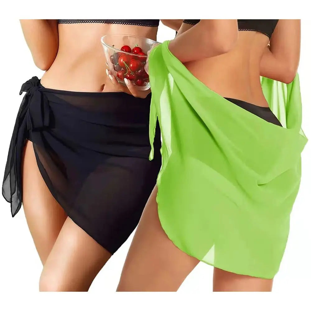 Women's Chiffon Sarong Beach Cover Up – Sheer Wrap Skirt Swimsuit Cover Up HIP