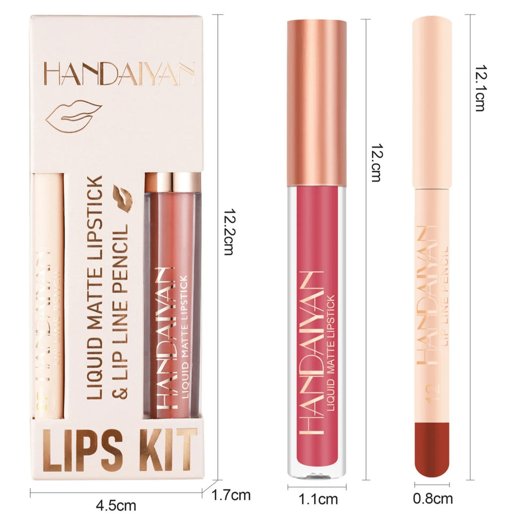 Handaiyan 2-in-1 Matte Lipstick & Lip Liner Set | 12 Shades Lip Makeup Kit HIP