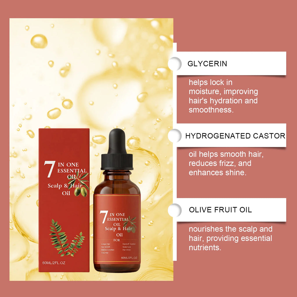 7-in-1 Hair Essential Oil – Rosemary, Castor & Argan 60ml Hair Growth Oil HIP