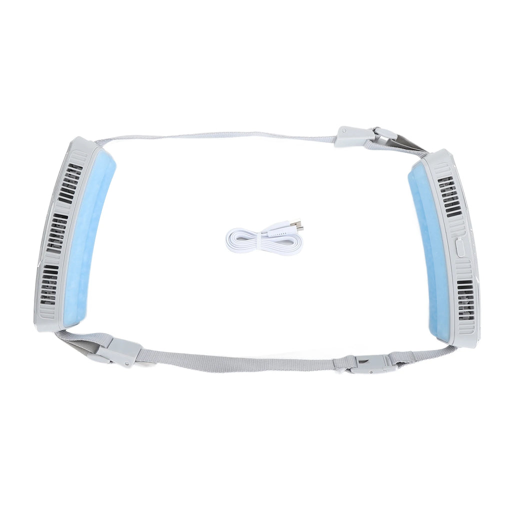 Wearable Waist Fan Handsfree Portable Fan Wide Angles Ice Compress Multifunctional 3 Speeds Adjustable for Outdoor Sports HIP silver
