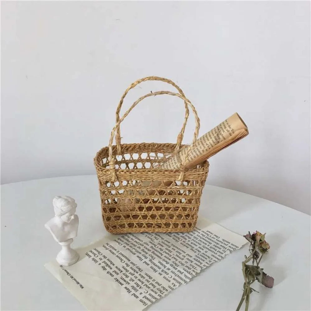 Handmade Straw Woven Basket with Handle – Multi-Use Woven Storage Basket HIP