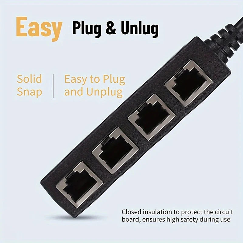 RJ45 Splitter 1 Male to 4 Female | CAT5/6/7 Network Adapter Network Cable Adapter HIP