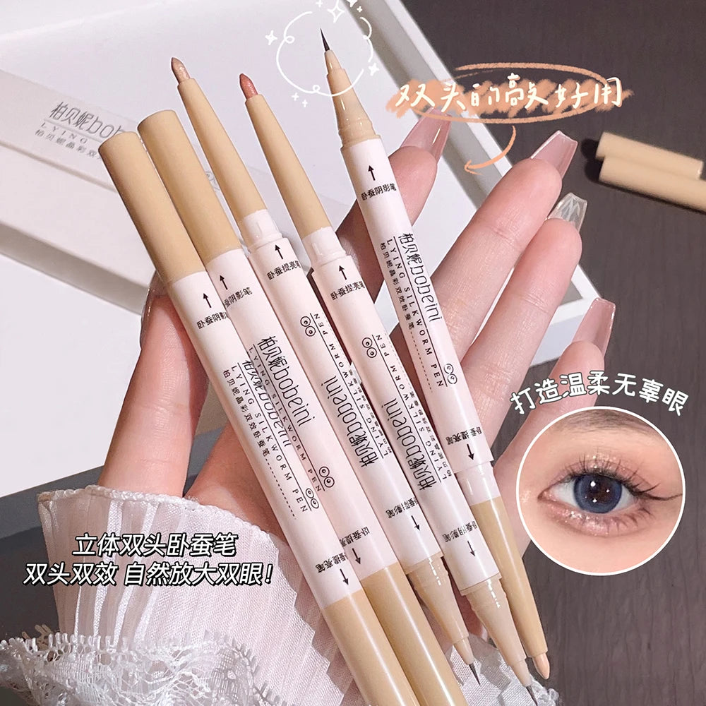 Double-Ended Silkworm Eye Pen – Matte & Glitter Highlight Eye Highlighter Pen HIP
